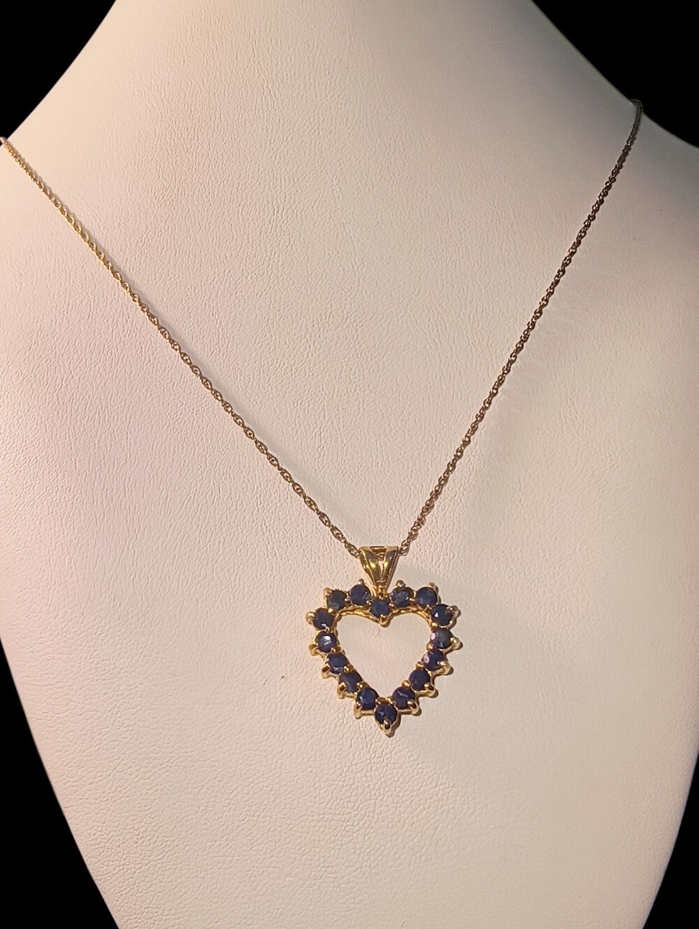 Black Sapphire And Gold Vermeil / Sterling Silver Heart Pendant Necklace - Picture 2 of 10